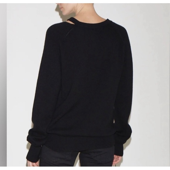 Helmut Lang slash v neck sweater cotton/ cashmere size large $450 distressed. - Picture 5 of 11